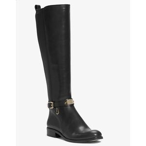 Michael Kors Knee High Black Leather Heeled Boots Size 8